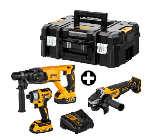 COMBO Rotomartillo 20V + Atornillador 1/4" 20V DCK260D1P1T Dewalt + Amoladora Angular 4-1/2" 20V DCG413B Dewalt