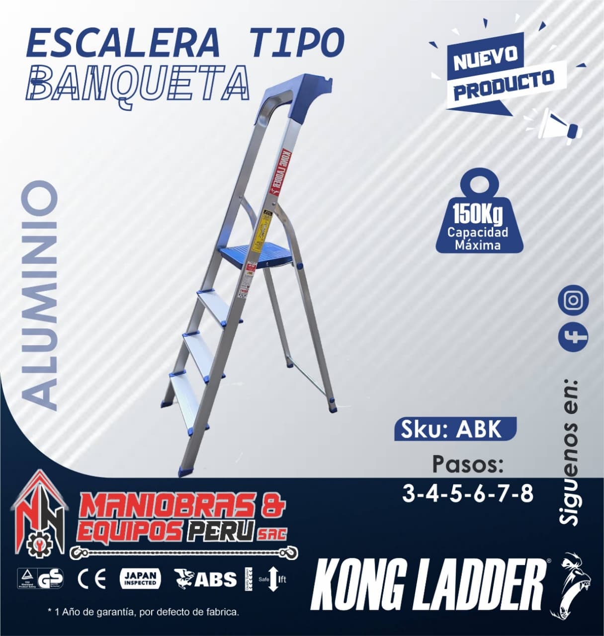 ESCALERA TIPO BANQUETA - ALUMINIO