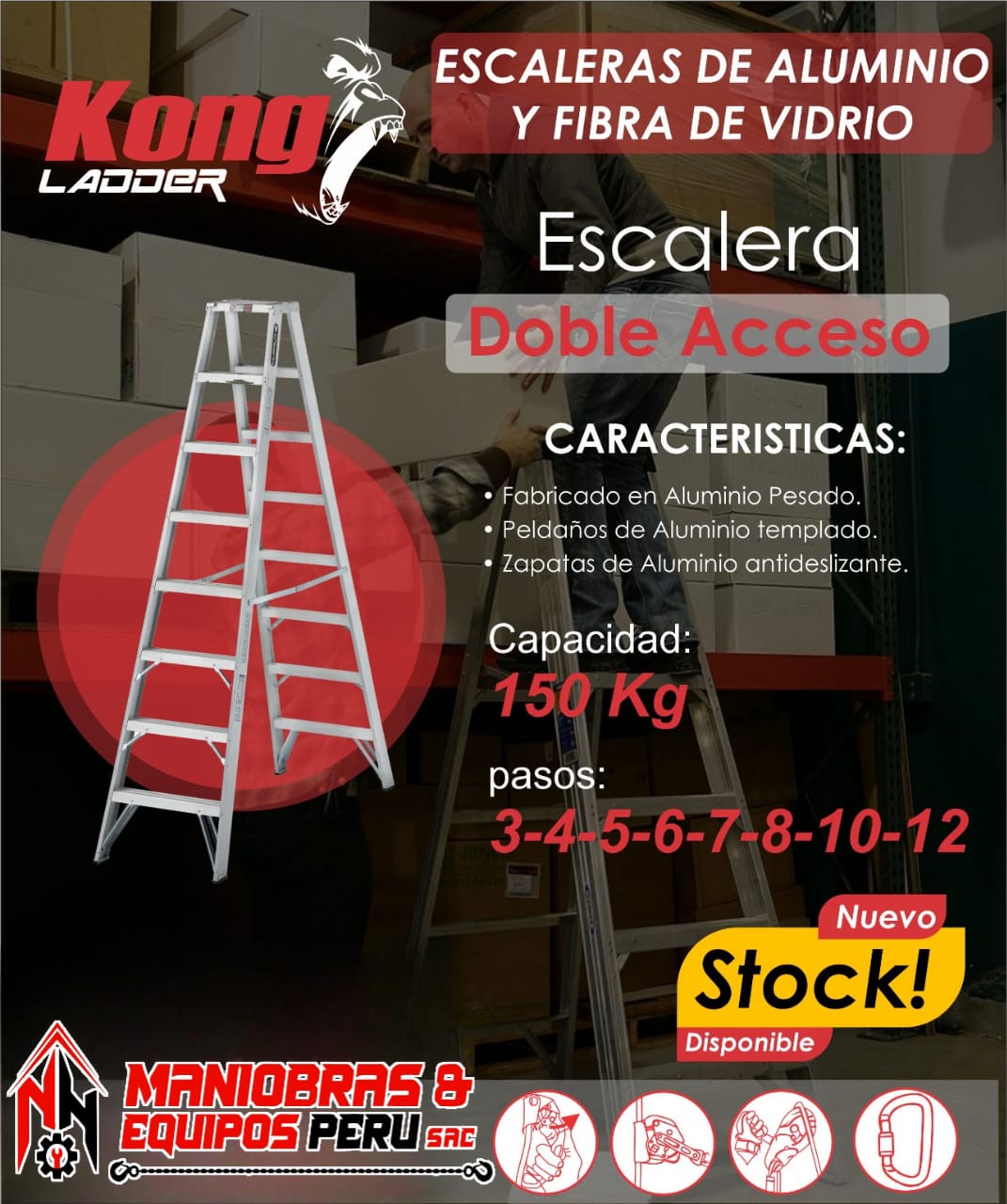 ESCALERA DOBLE ACCESO DE ALUMINIO Y - FIBRA DE VIDRIO