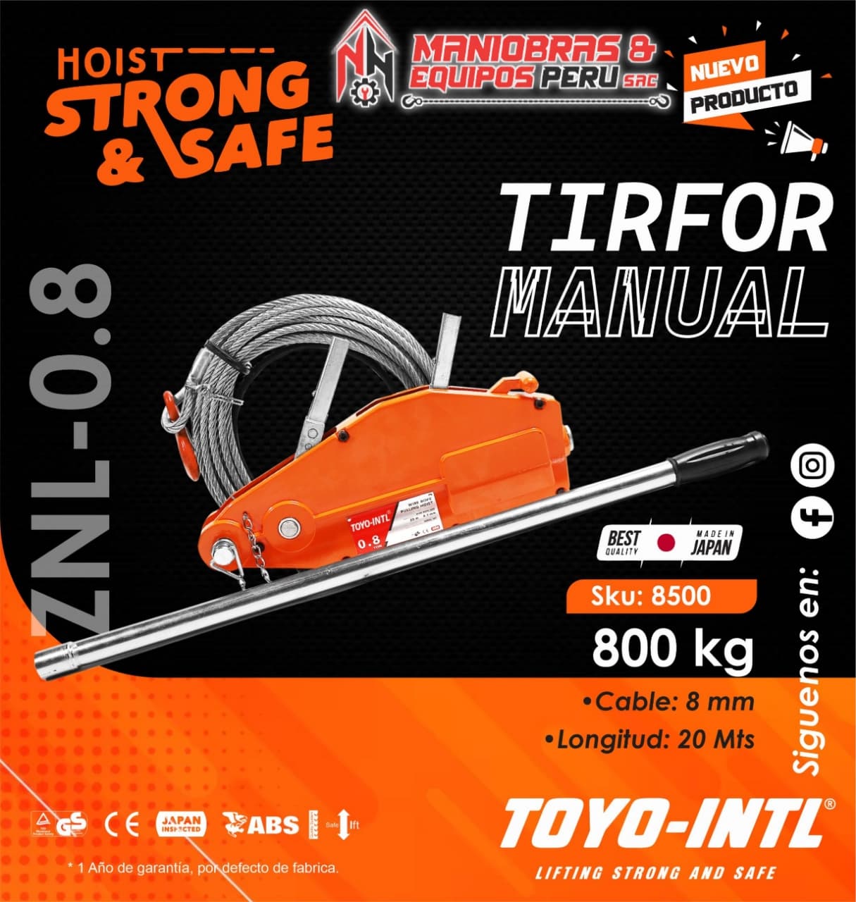Tirfor Manual ZNL-0.8 800 KG